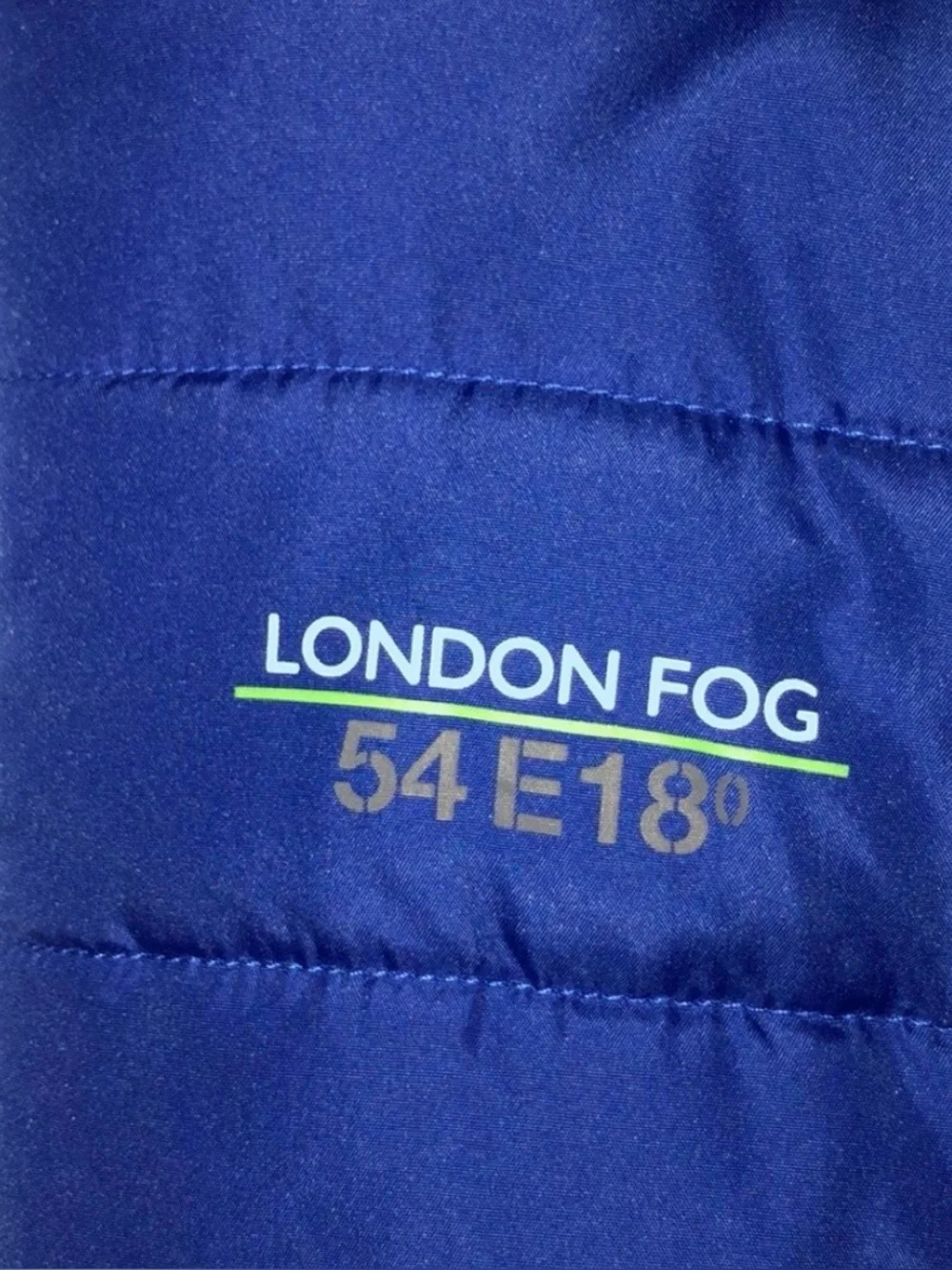 London Fog Blue Puffer Jacket with Lime Trim
